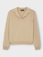 Loro Piana Loro Piana Knitwear, Beige, Arona Cashmere V-Neck Long Sleeves Polo In Maple Walnut Melange