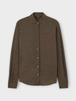 Loro Piana Loro Piana Shirt, Brown, Andre Wool Collared Buttoned Shirt In Carbon