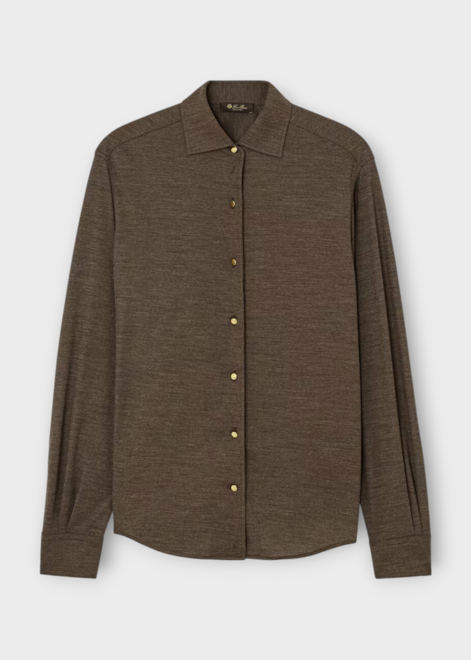 Loro Piana Loro Piana Shirt, Brown, Andre Wool Collared Buttoned Shirt In Carbon