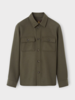 Loro Piana Loro Piana Jacket, Green, Jim Cashmere Straight Cut Collared Overshirt In Black Pine