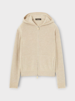 Loro Piana Loro Piana Knitwear, Beige, Varallo Cashmere Zipped Hooded Bomber Sweater In Magnolia Petals