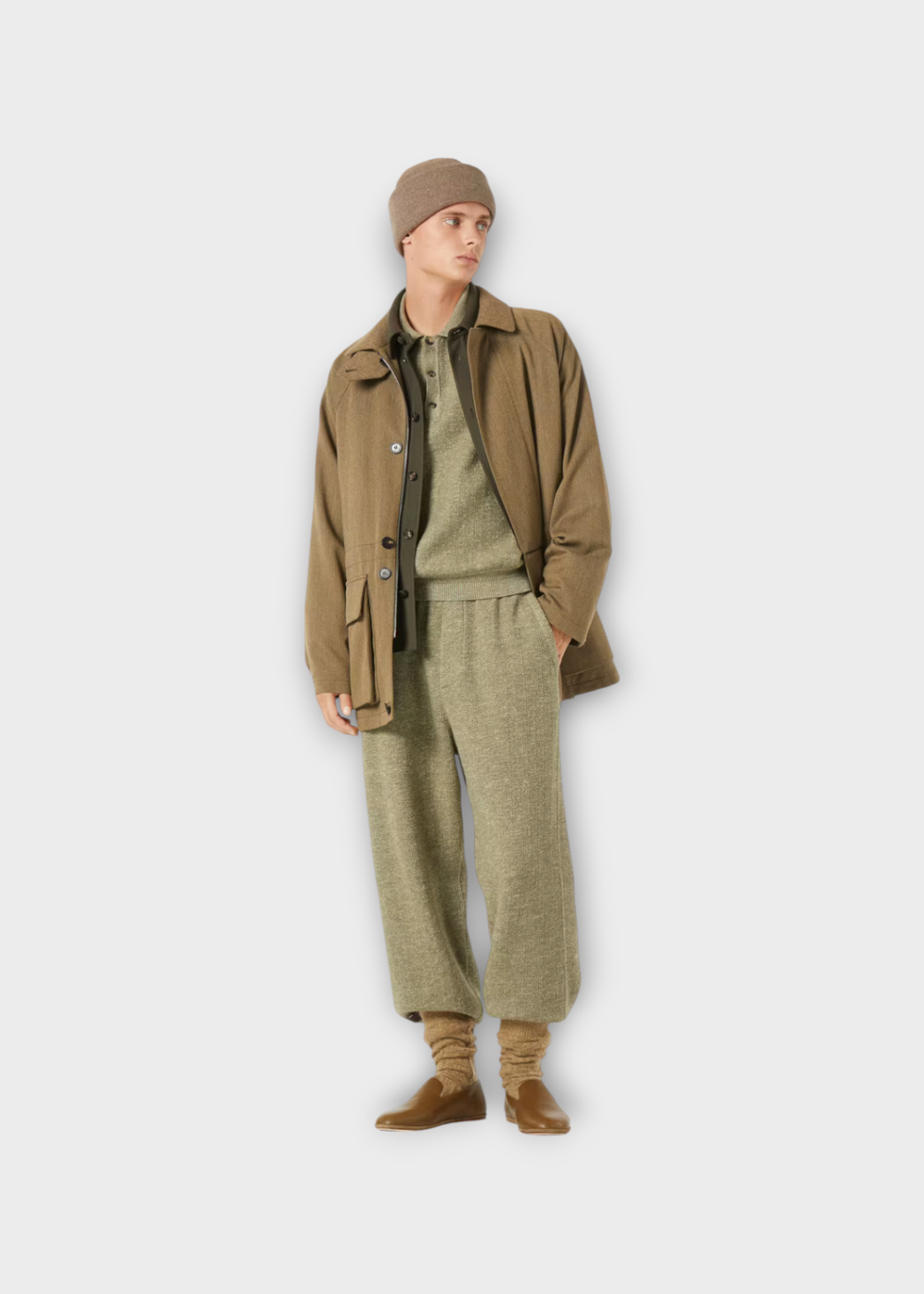 Loro Piana Loro Piana Trousers, Green, Cellina Wool Linen & Silk Drawstring High Waist Pants In Spring Seeds