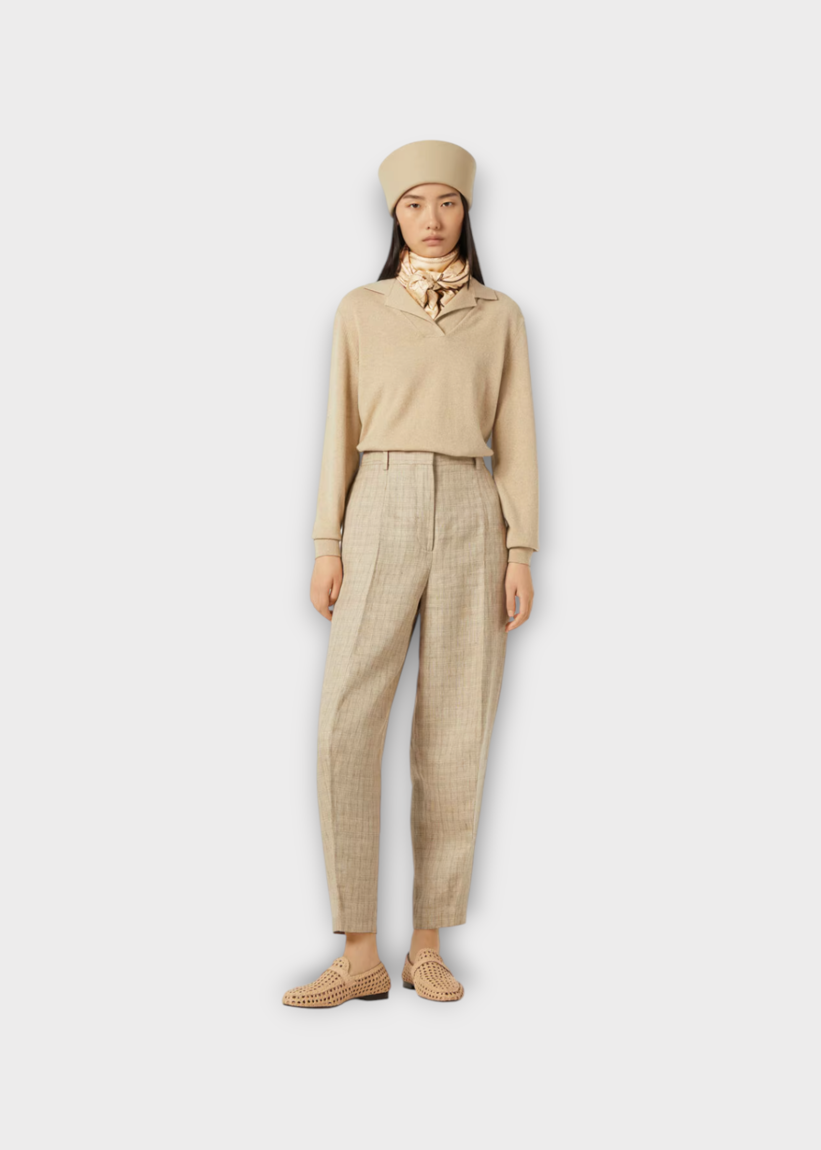 Loro Piana Loro Piana Knitwear, Beige, Arona Cashmere Crew Neck Sweater In Maple Walnut Melange