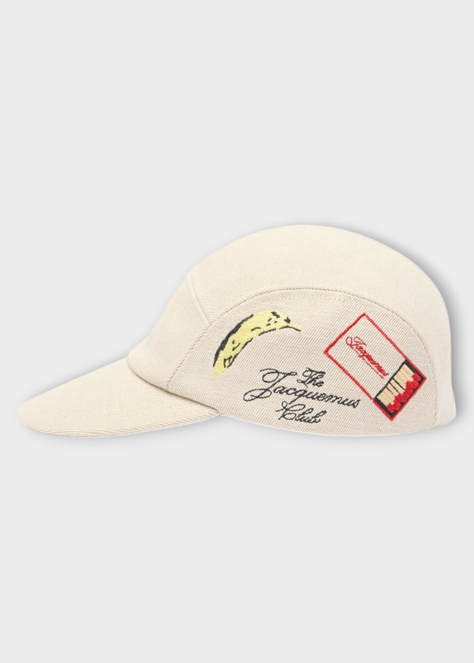Jacquemus Jacquemus Hat, White, La Casquette Liga Cotton Baseball Cap In Off White w/ Banana Embroidery
