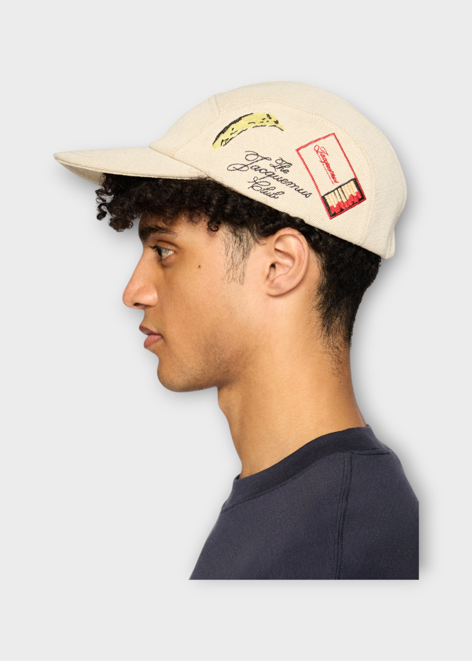 Jacquemus Jacquemus Hat, White, La Casquette Liga Cotton Baseball Cap In Off White w/ Banana Embroidery