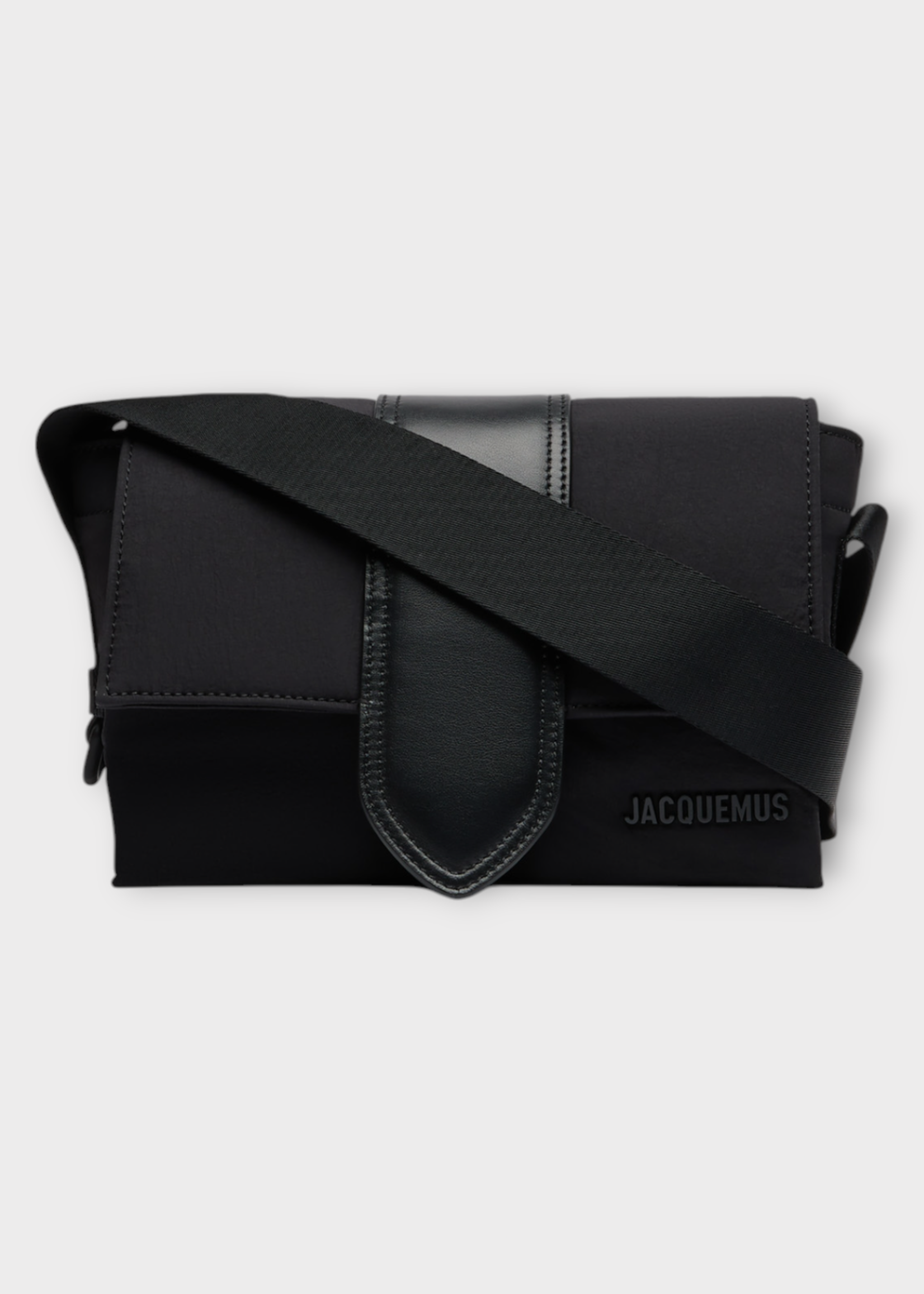 Jacquemus Jacquemus Bag, Black, Le Petit Messenger Bambin Nylon Padded Flap Bag In Black