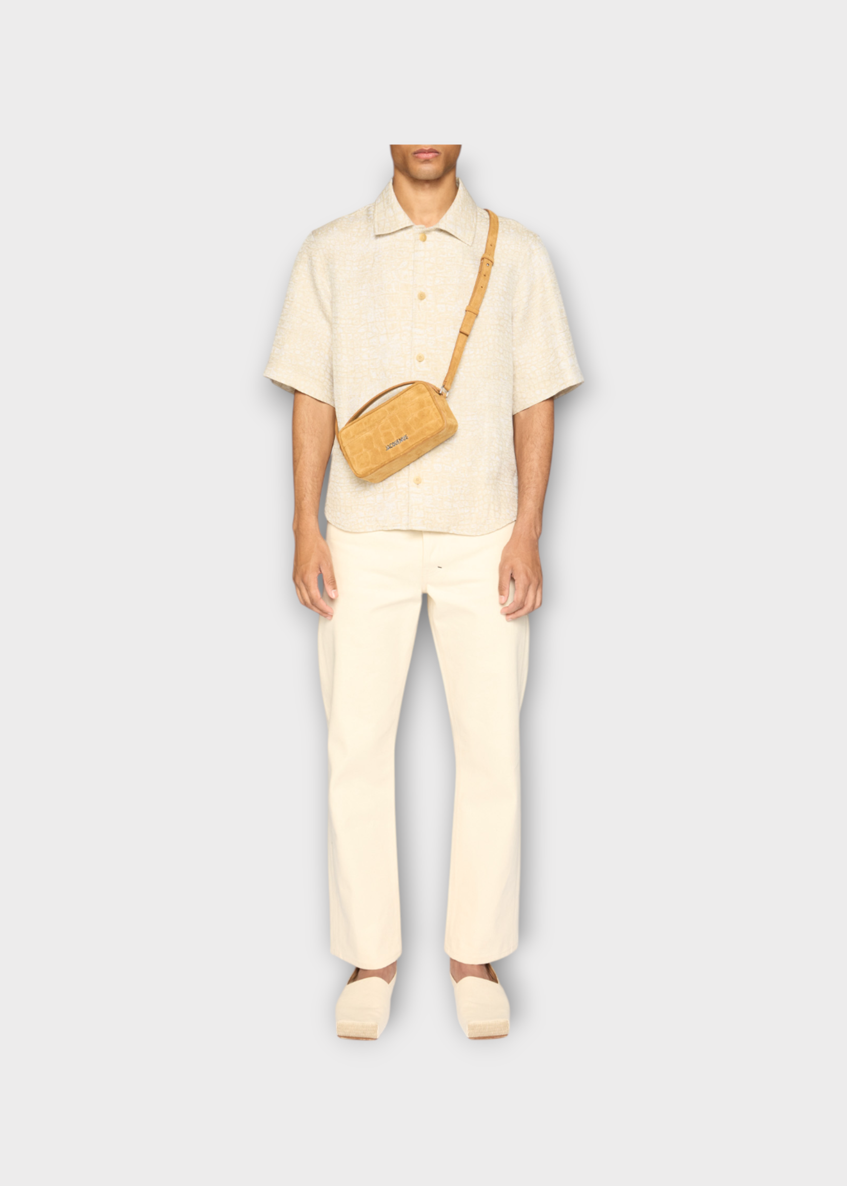 Jacquemus Jacquemus Bag, Brown, Le Baneto Embossed Leather Camera Bag In Camel