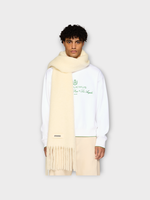 Jacquemus Jacquemus Scarf, White, L'Echarpe Carro Wool Mix Fringed Scarf In Off-White
