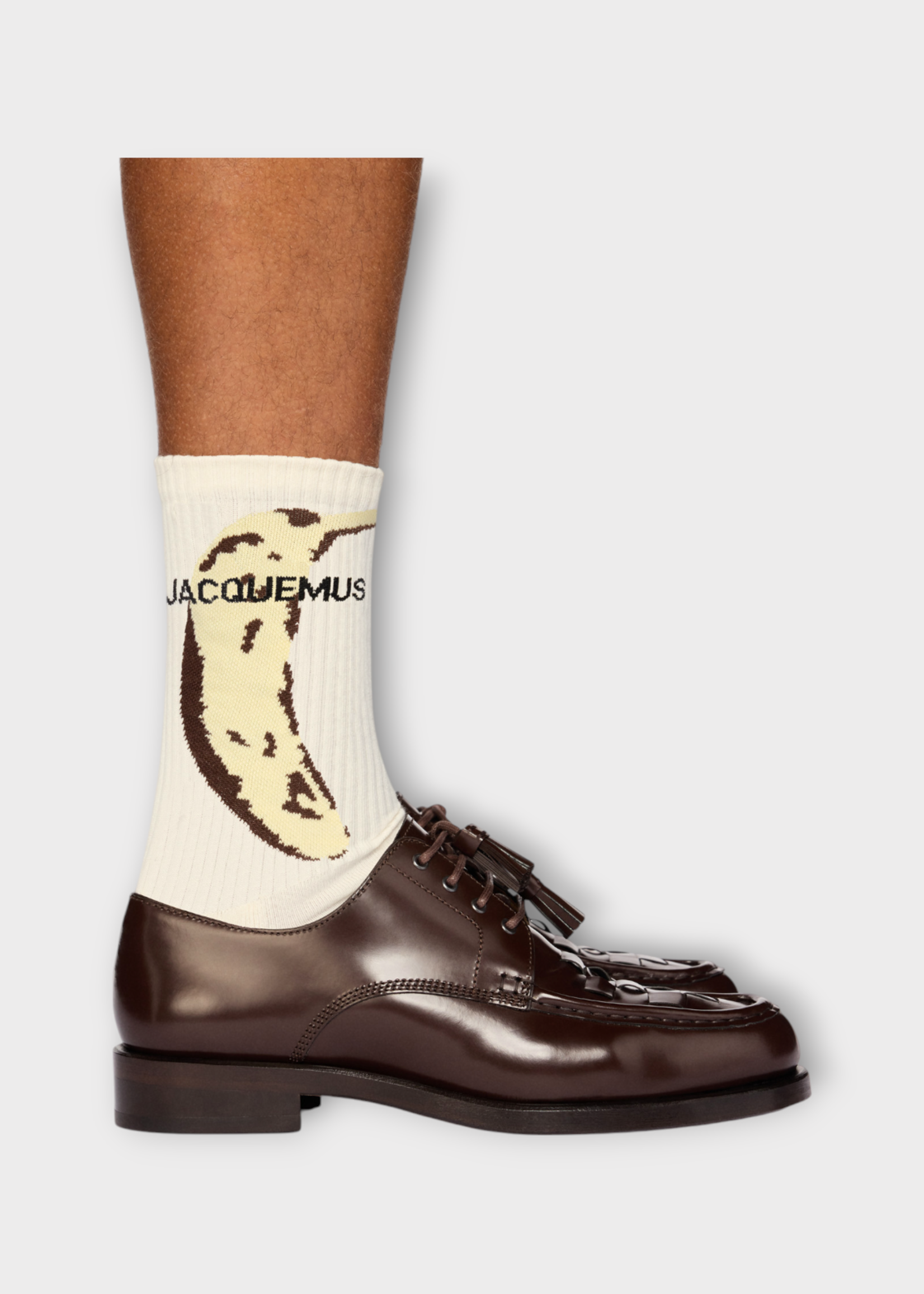 Jacquemus Jacquemus Socks, Print, Les Chaussettes Cotton Ribbed Crew Socks in Yellow w/ In Banana Print