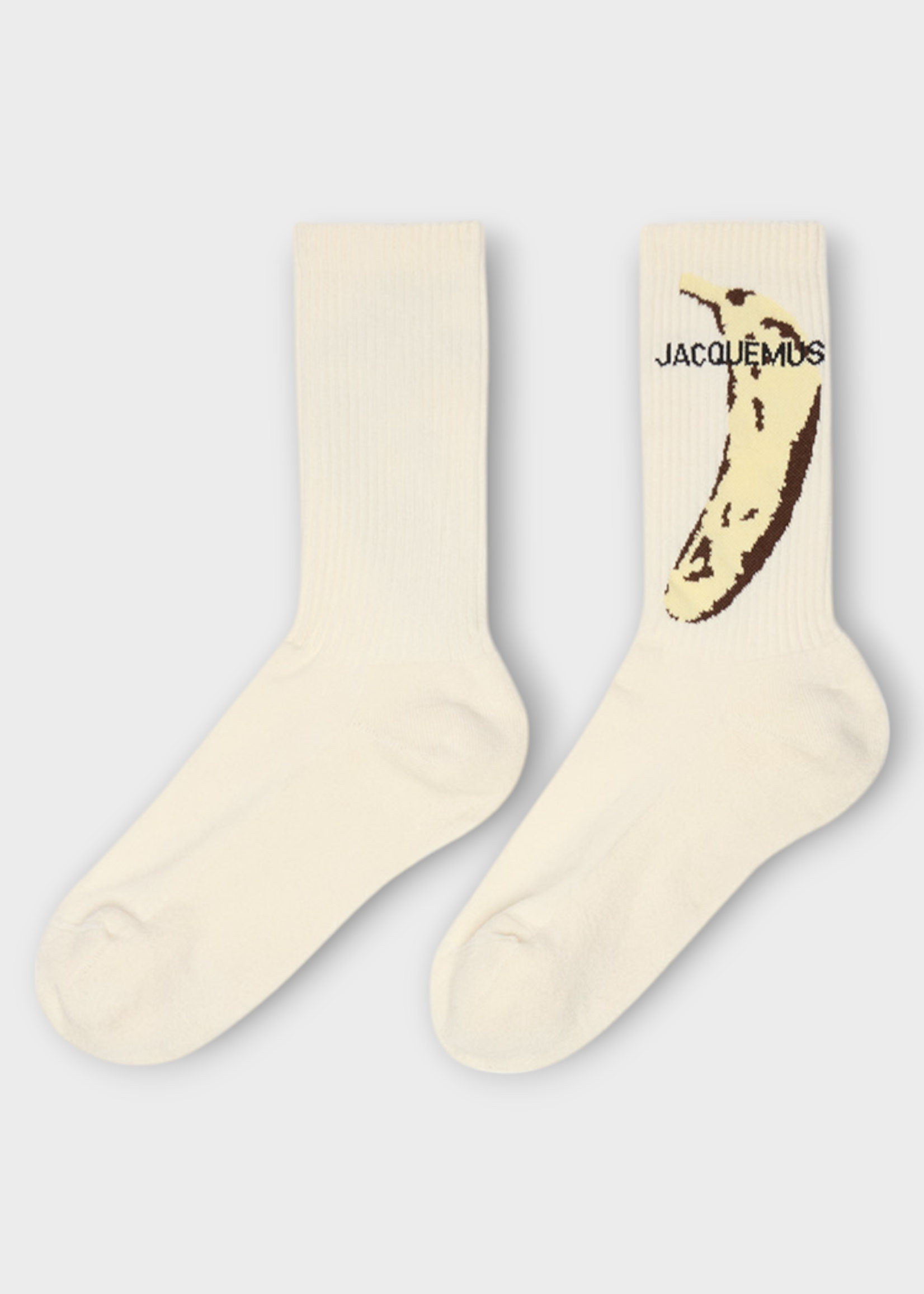 Jacquemus Jacquemus Socks, Print, Les Chaussettes Cotton Ribbed Crew Socks in Yellow w/ In Banana Print