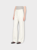 Loewe Loewe Jeans, White, Cotton High Waisted Wide Leg Denim Pants In White