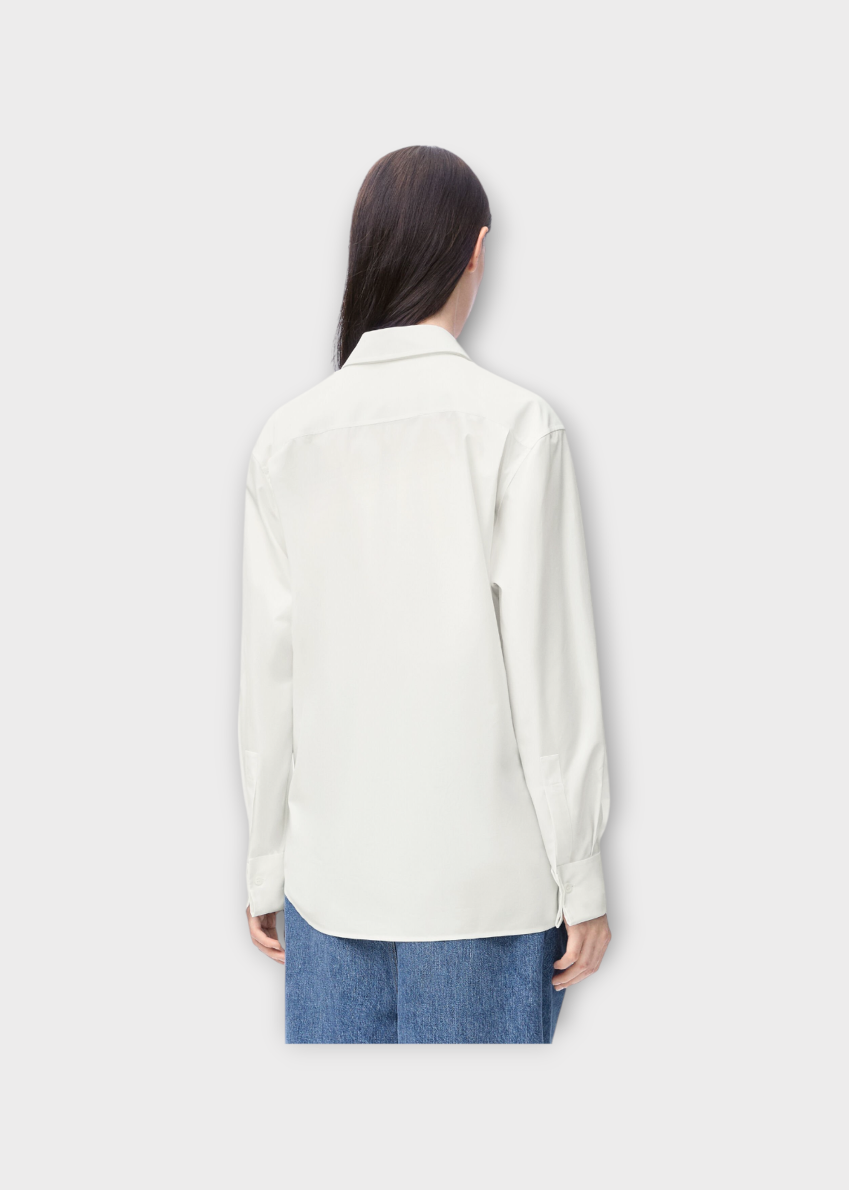 Loewe Loewe Shirt, White, Cotton Relaxed Fit V-Neck Draped Shirt In White