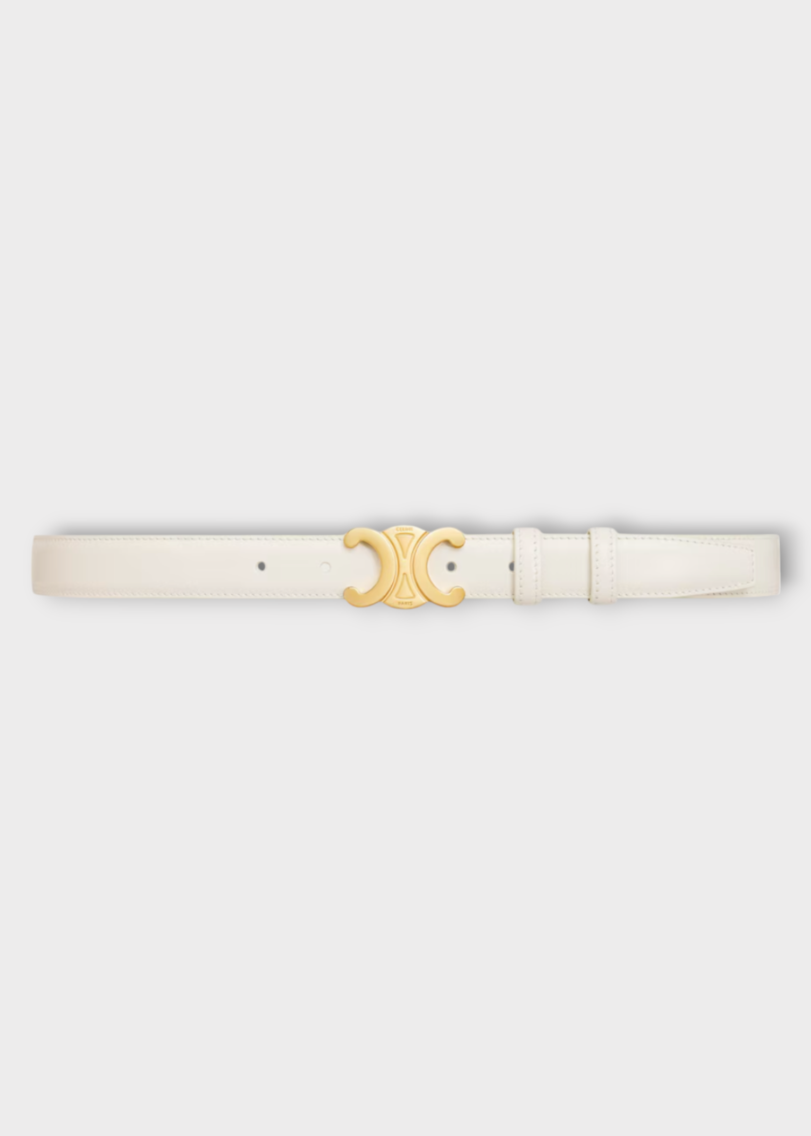 Celine Celine Belt, White, Bull Leather Elegant Charm Belt In Rice