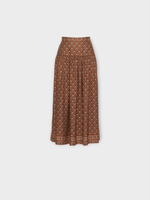 Valentino Valentino Skirt, Multi, Silk Midi Skirt in Brown & Multicolour w/ Floral Pattern