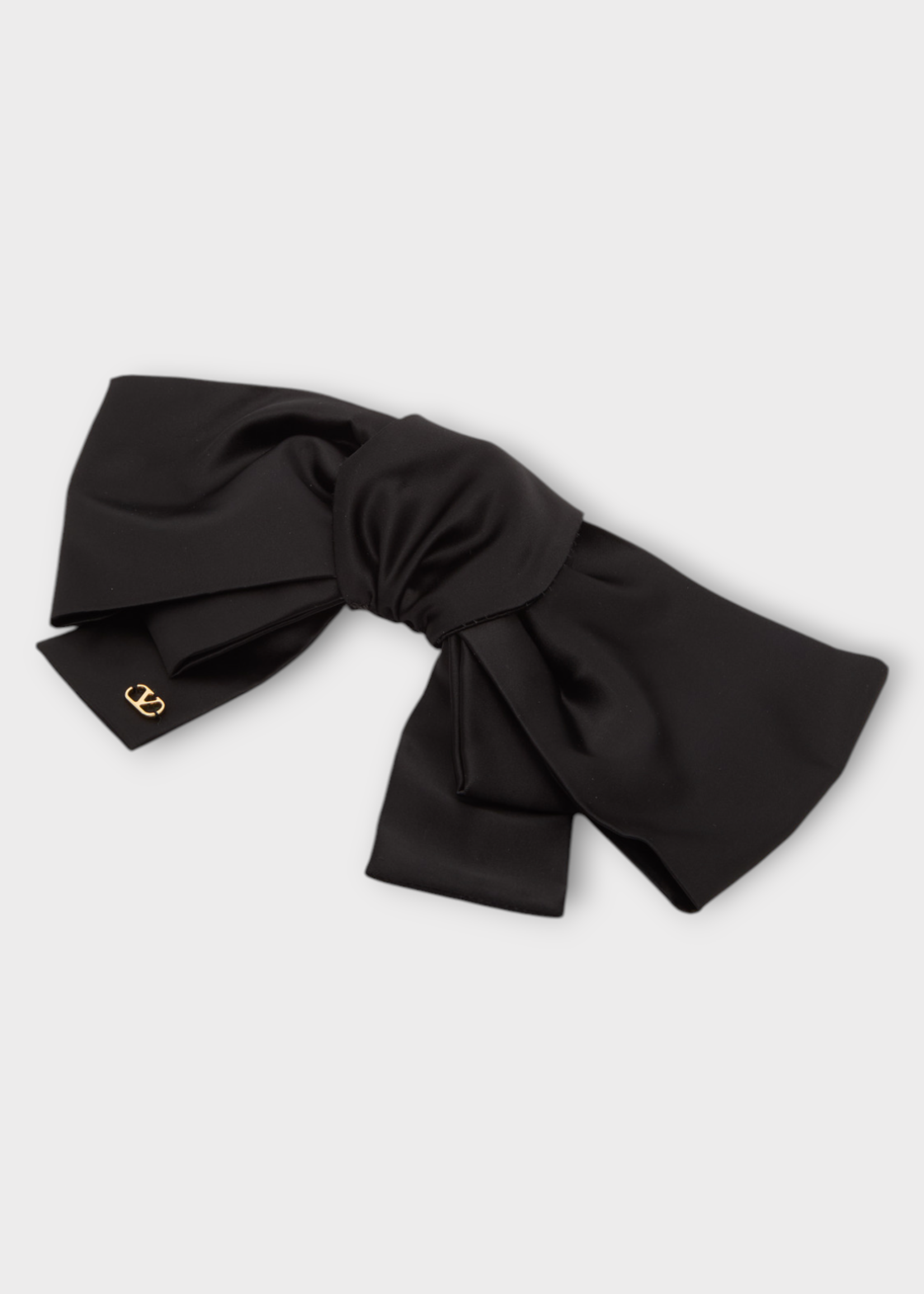 Valentino Valentino Hair Accessory, Black, Satin Bow Hair Clip In Black & Gold