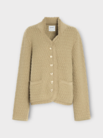 Barrie Barrie Jacket, Green, Cashmere High Collar Tweed Button Up Cardigan In Poplar