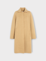 Barrie Barrie Coat, Beige, Cashmere & Cotton Collared Balmacaan Bellow Knee Button Up Coat In Straw Bell
