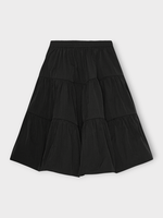 Cecilie Bahnsen Cecilie Bahnsen Skirt, Black, Alec Crinkled Taffeta Tiered Midi Skirt in Black w/ Gathering