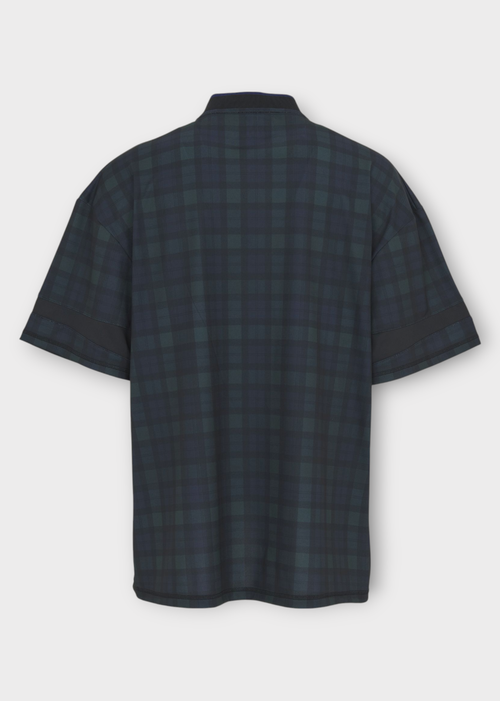 Martine Rose Martine Rose T-Shirt, Print, V-Neck Short Sleeve Football Shirt In Black w/ Tartan Print & Graphics