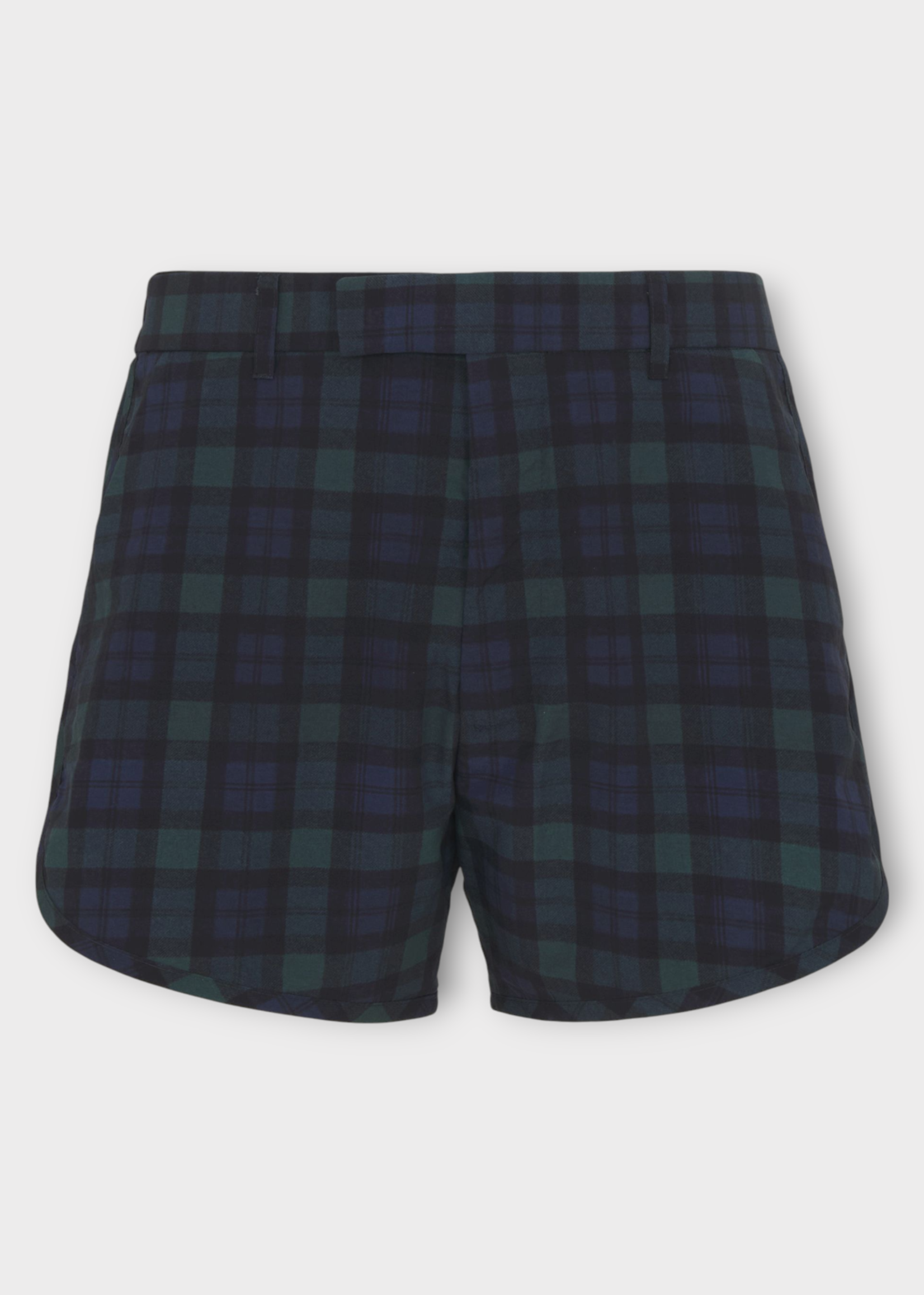 Martine Rose Martine Rose Shorts, Print, Nylon Tailored Gym Short In Black w/ Tartan Print