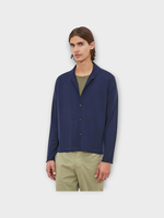 Massimo Alba Massimo Alba Knitwear, Blue, Scoop Shawl Collar Buttoned Up Cardigan In Dark Blue