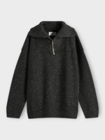 Maison Margiela Maison Margiela Knitwear, Grey, Linen & Wool Half Zip Knitwear In Charcoal