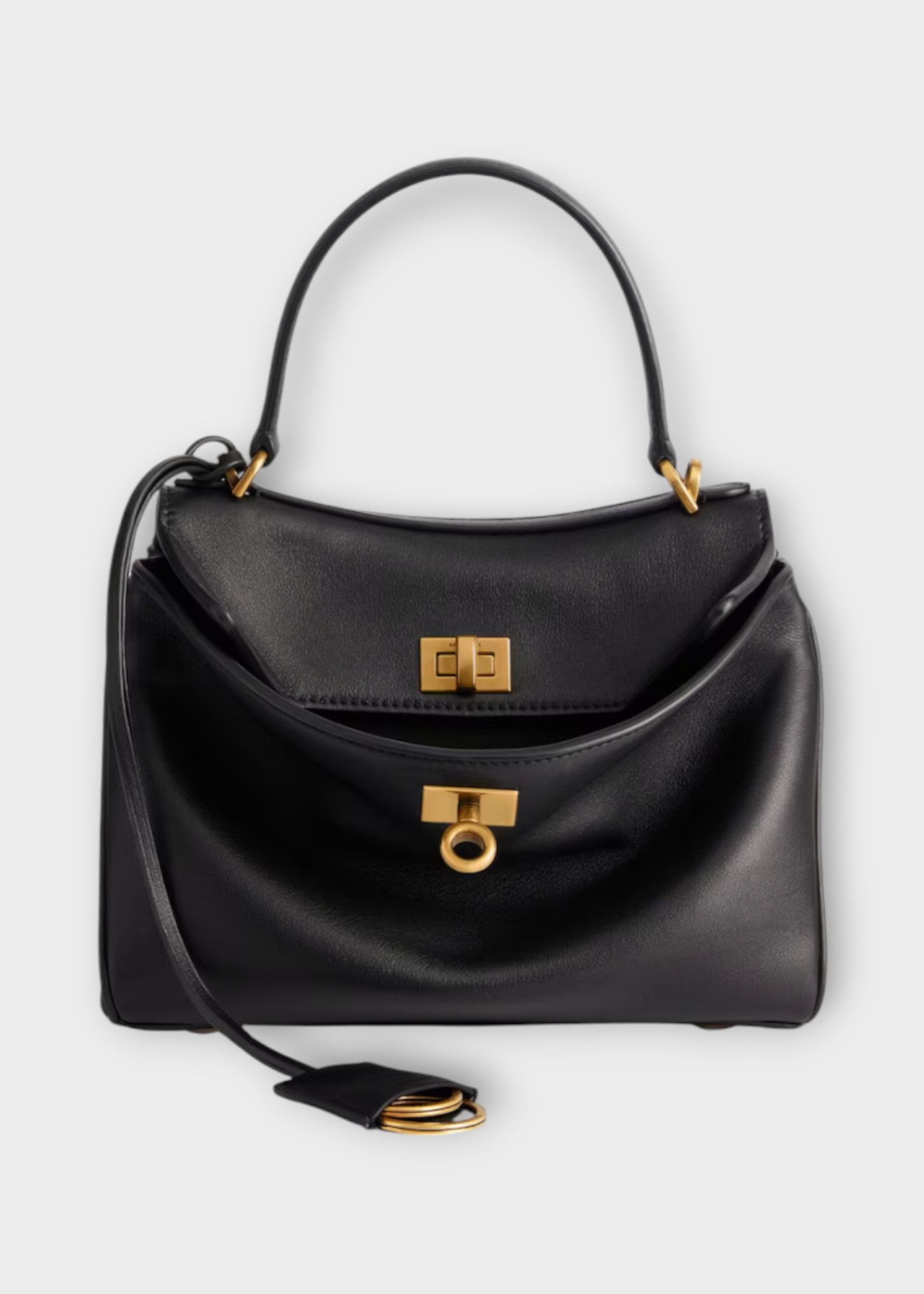 Balenciaga Balenciaga Bag, Black, Mini Rodeo Natural Smooth Calfskin Leather Top Handle Bag