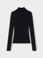 Courreges Courreges Knitwear, Black, High Mockneck Light Ribbed Sweater