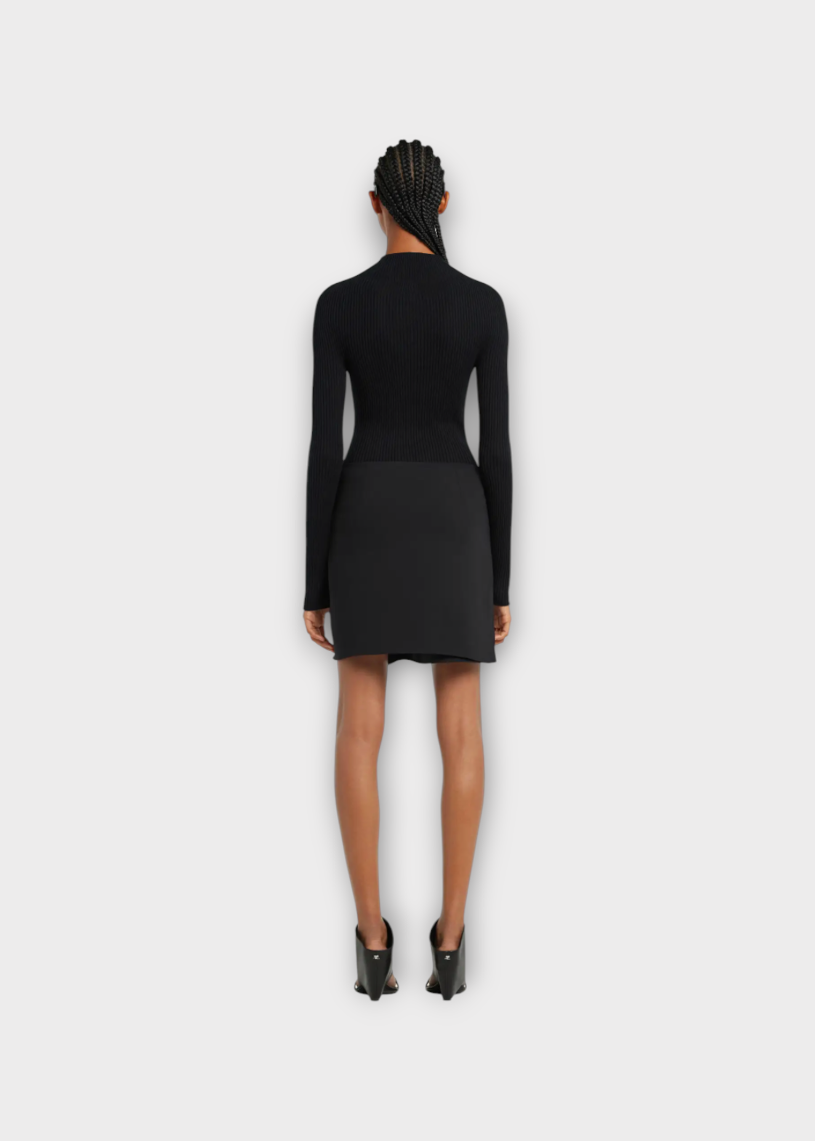 Courreges Courreges Knitwear, Black, High Mockneck Light Ribbed Sweater