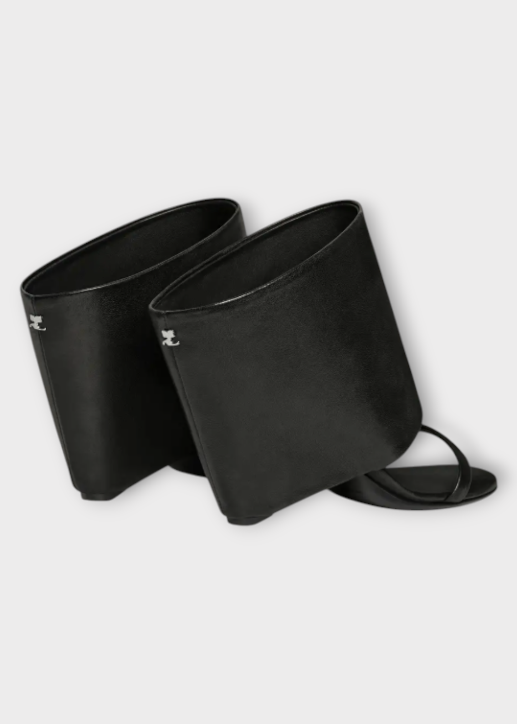 Courreges Courreges Sandals, Black, Oblique Wedged Leather Sandals