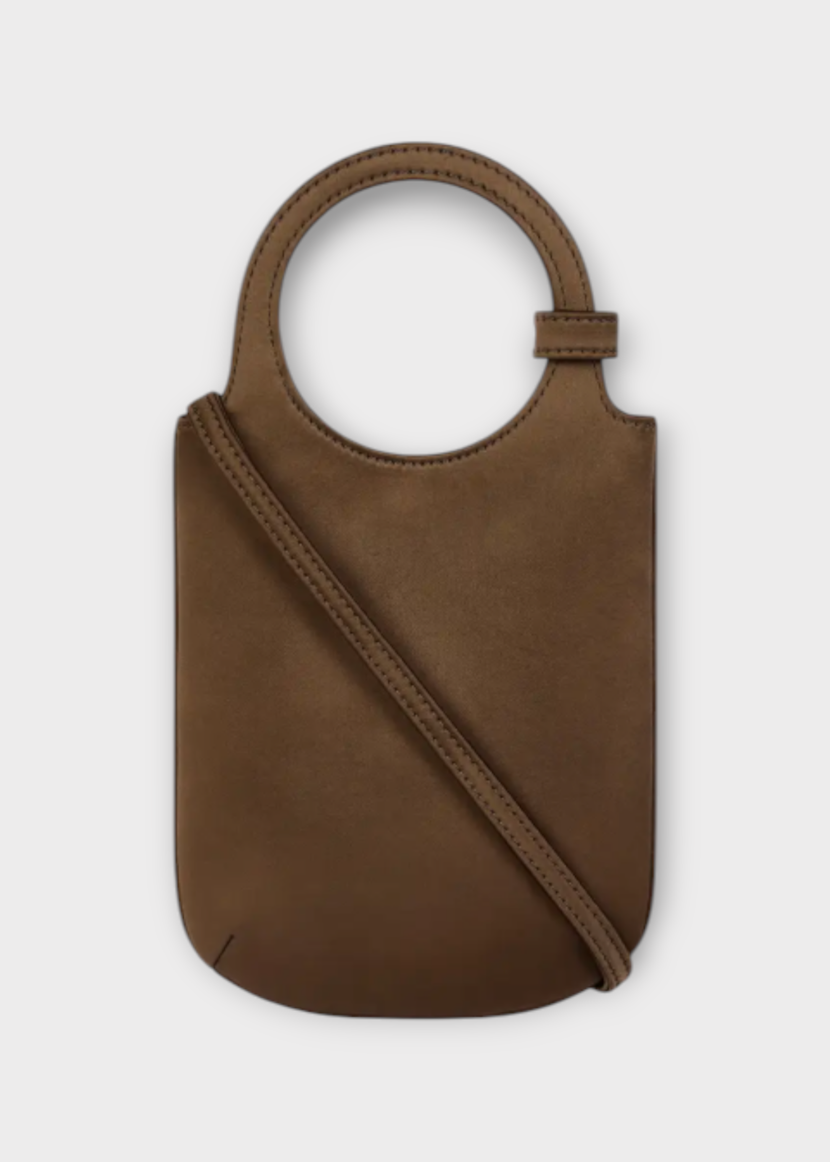 Courreges Courreges Bag, Brown, Satin Slim Holy Bag In Ash Brown w/ Top Handle