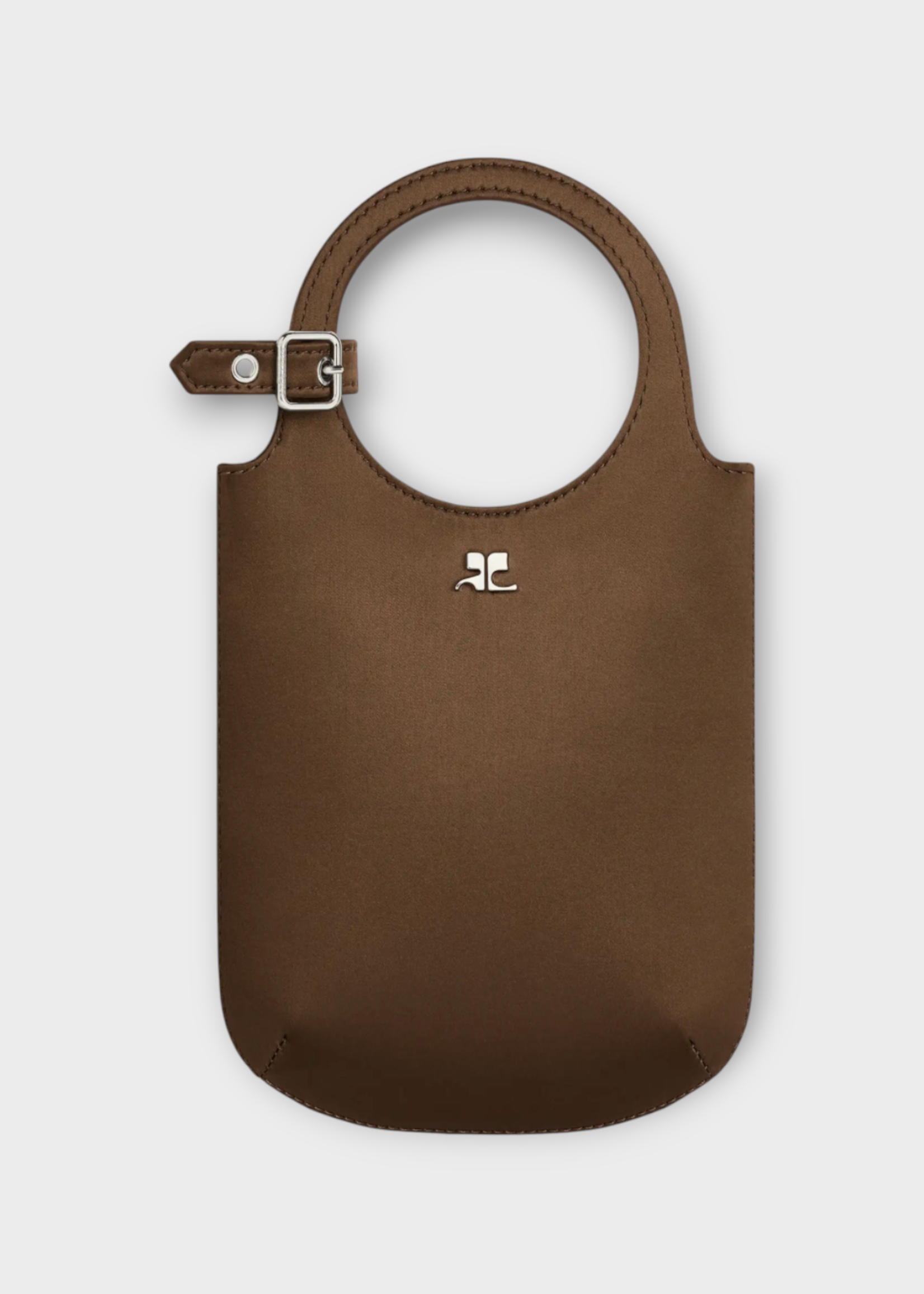 Courreges Courreges Bag, Brown, Satin Slim Holy Bag In Ash Brown w/ Top Handle