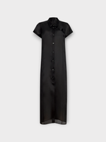 Khaite Khaite Dress, Black, Effy Organza Collared Short Sleeve Buttoned Long Dress In Black
