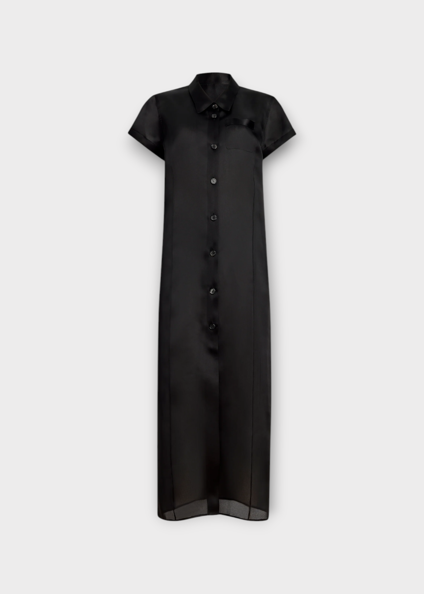 Khaite Khaite Dress, Black, Effy Organza Collared Short Sleeve Buttoned Long Dress In Black