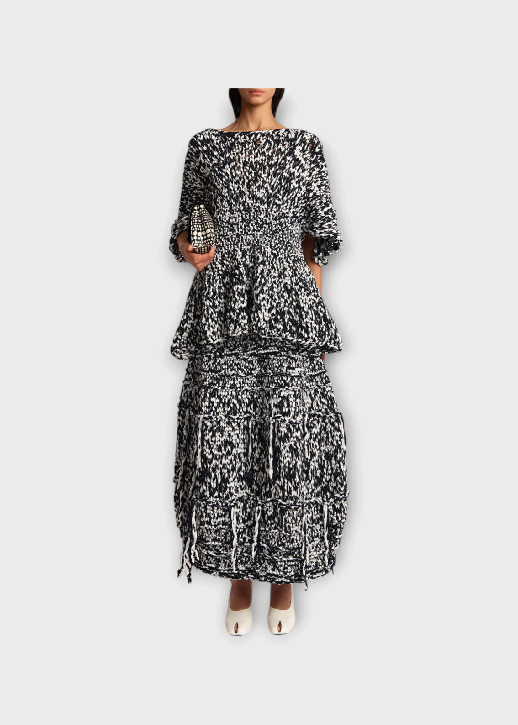 Khaite Khaite Top, Multi, Mathilde Knitted Cotton Peplum Top In Glaze & Midnight Navy