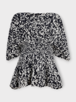 Khaite Khaite Top, Multi, Mathilde Knitted Cotton Peplum Top In Glaze & Midnight Navy