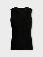 Khaite Khaite Top, Black, Renato Merino Wool V-Neck Sleeveless Top In Black
