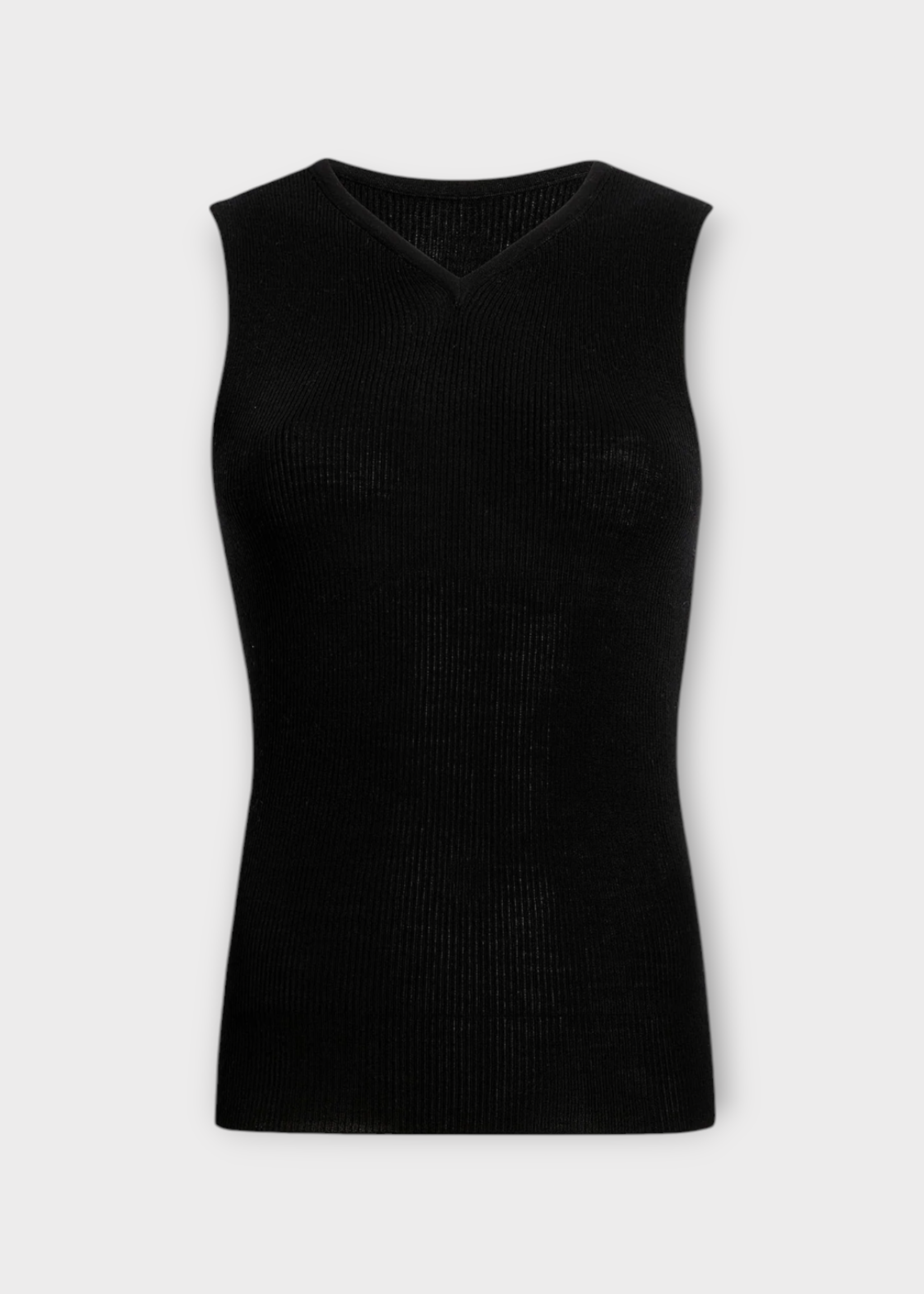 Khaite Khaite Top, Black, Renato Merino Wool V-Neck Sleeveless Top In Black