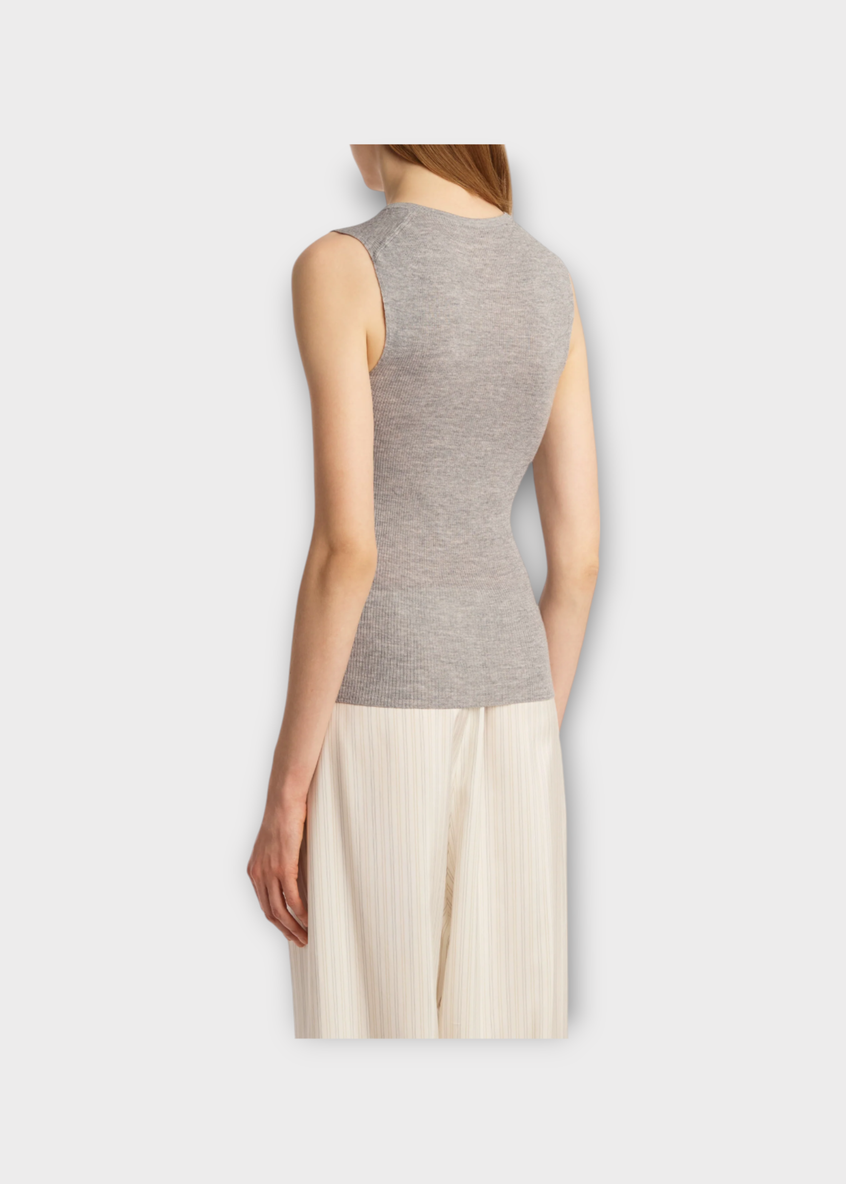 Khaite Khaite Top, Grey, Renato Merino Wool V-Neck Sleeveless Top In Mercury