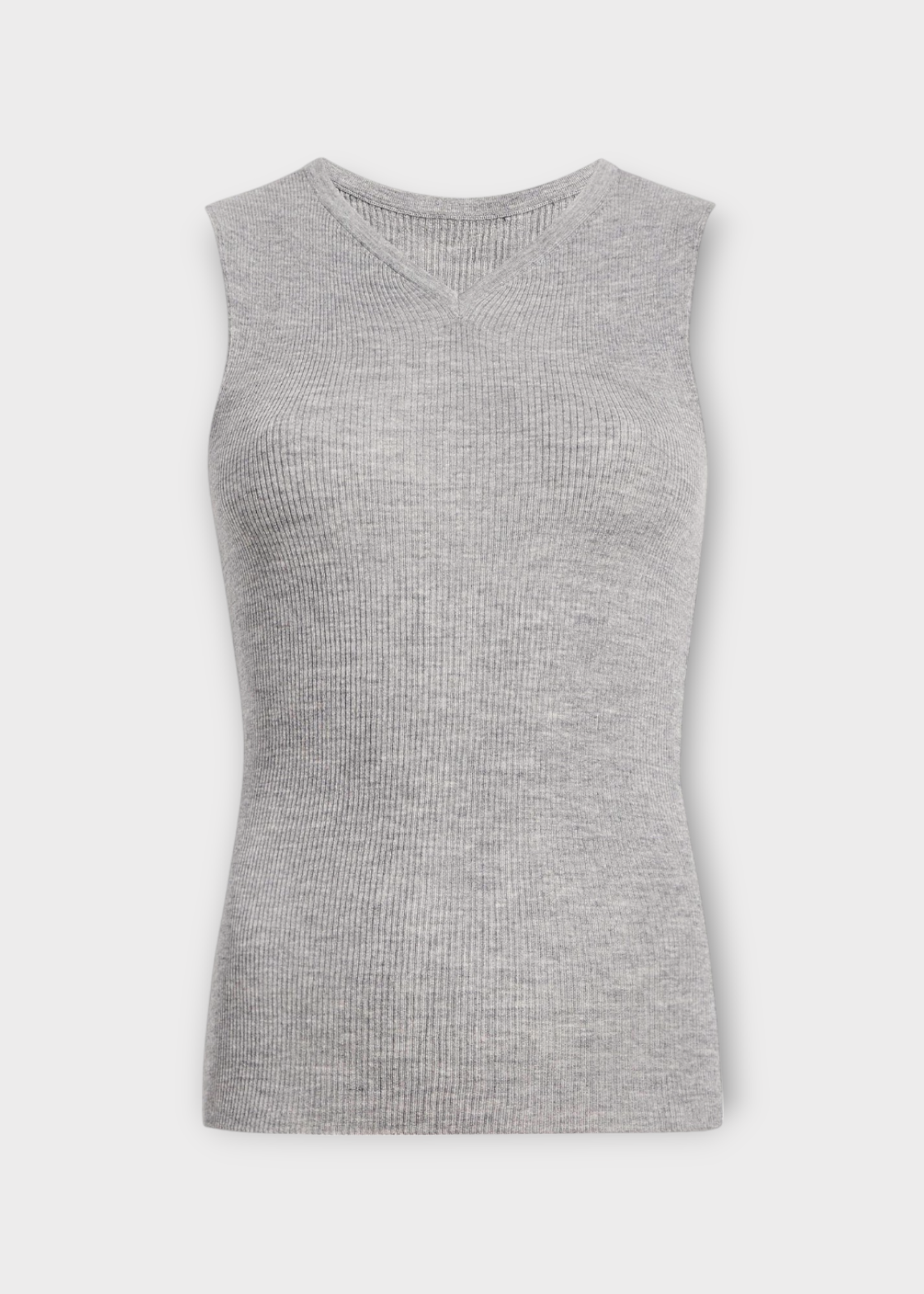 Khaite Khaite Top, Grey, Renato Merino Wool V-Neck Sleeveless Top In Mercury