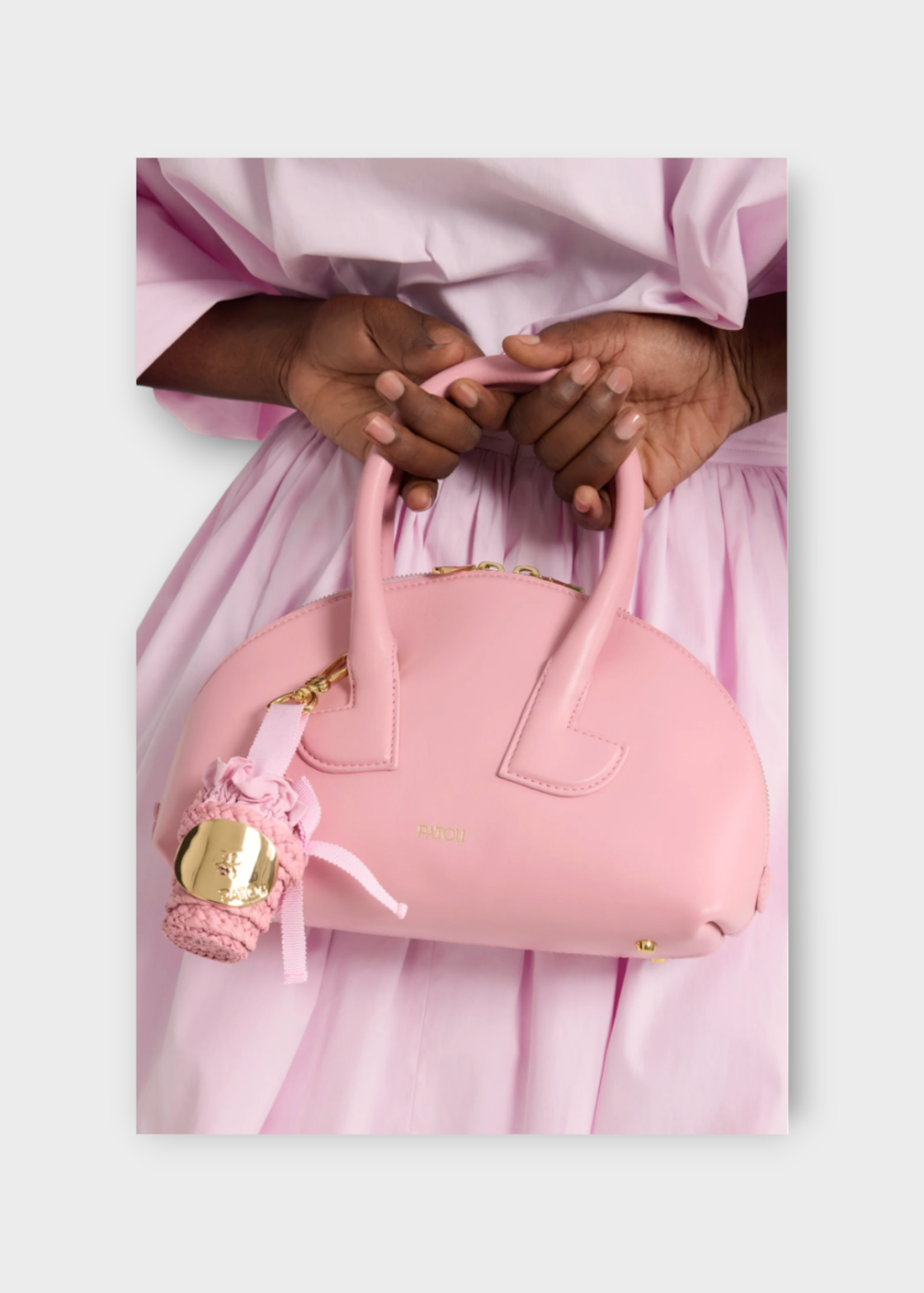 Patou Patou Bag, Pink, Calf Leather Zipped Bowling Bag In Primrose Pink w/ Shoulder Strap