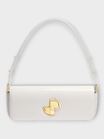 Patou Patou Bag, White, Calf Leather Lock Baguette Bag In White