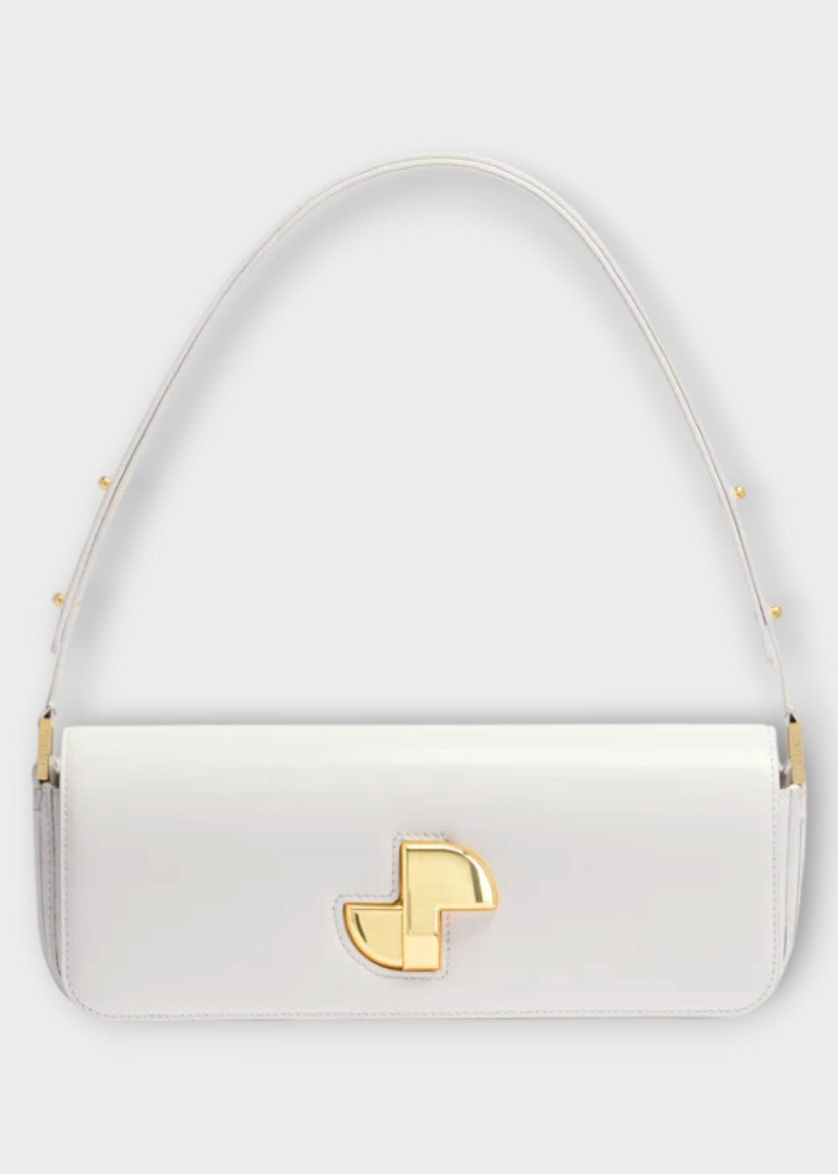 Patou Patou Bag, White, Calf Leather Lock Baguette Bag In White