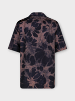 Dries Van Noten Dries Van Noten Shirt, Print, Cameron Collared Short Sleeve Shirt in Blue & Beige w/ Flower Print