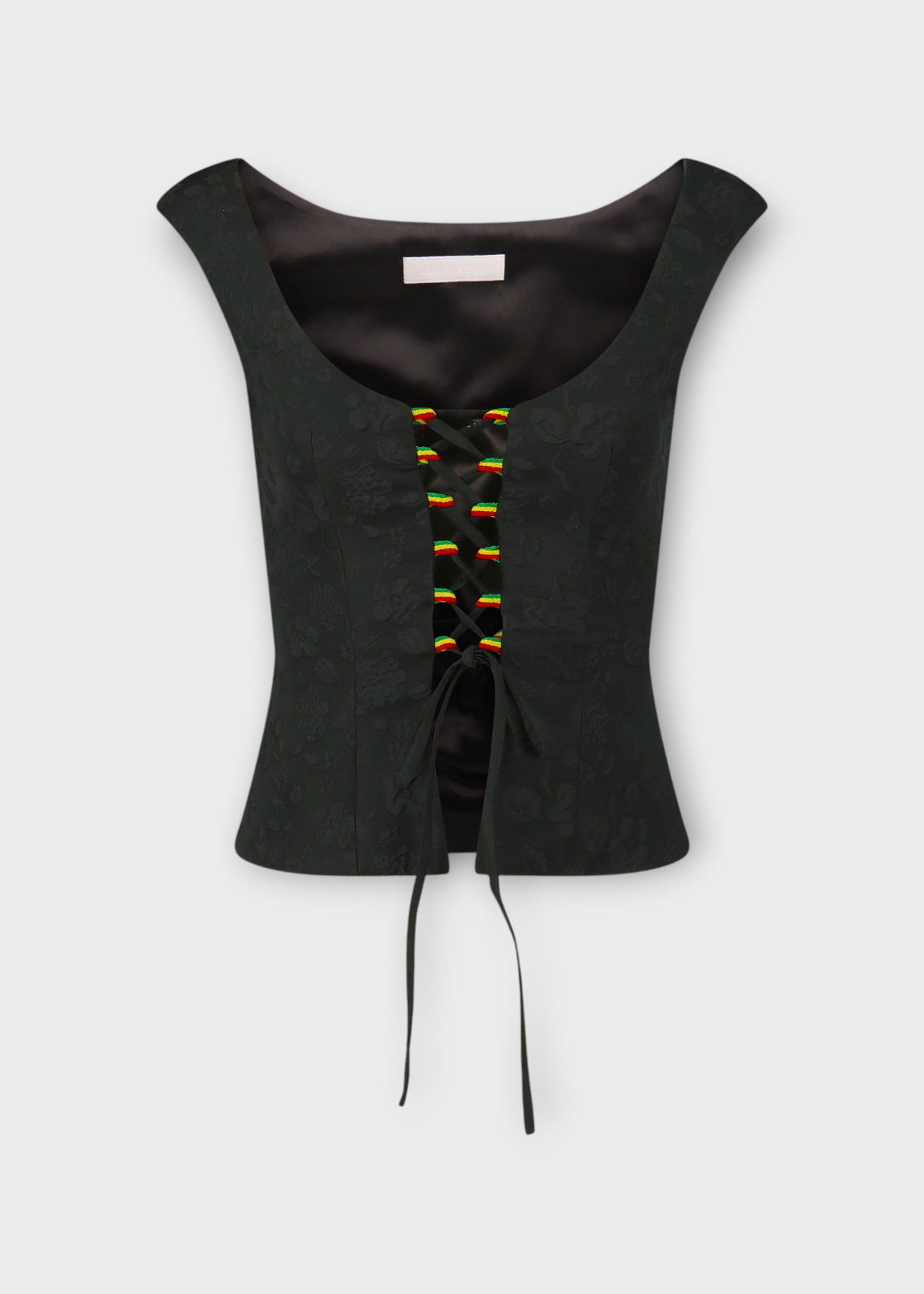 Julie Kegels Julie Kegels Top, Black, Tio Sleeveless Lace Up Corset Like Top