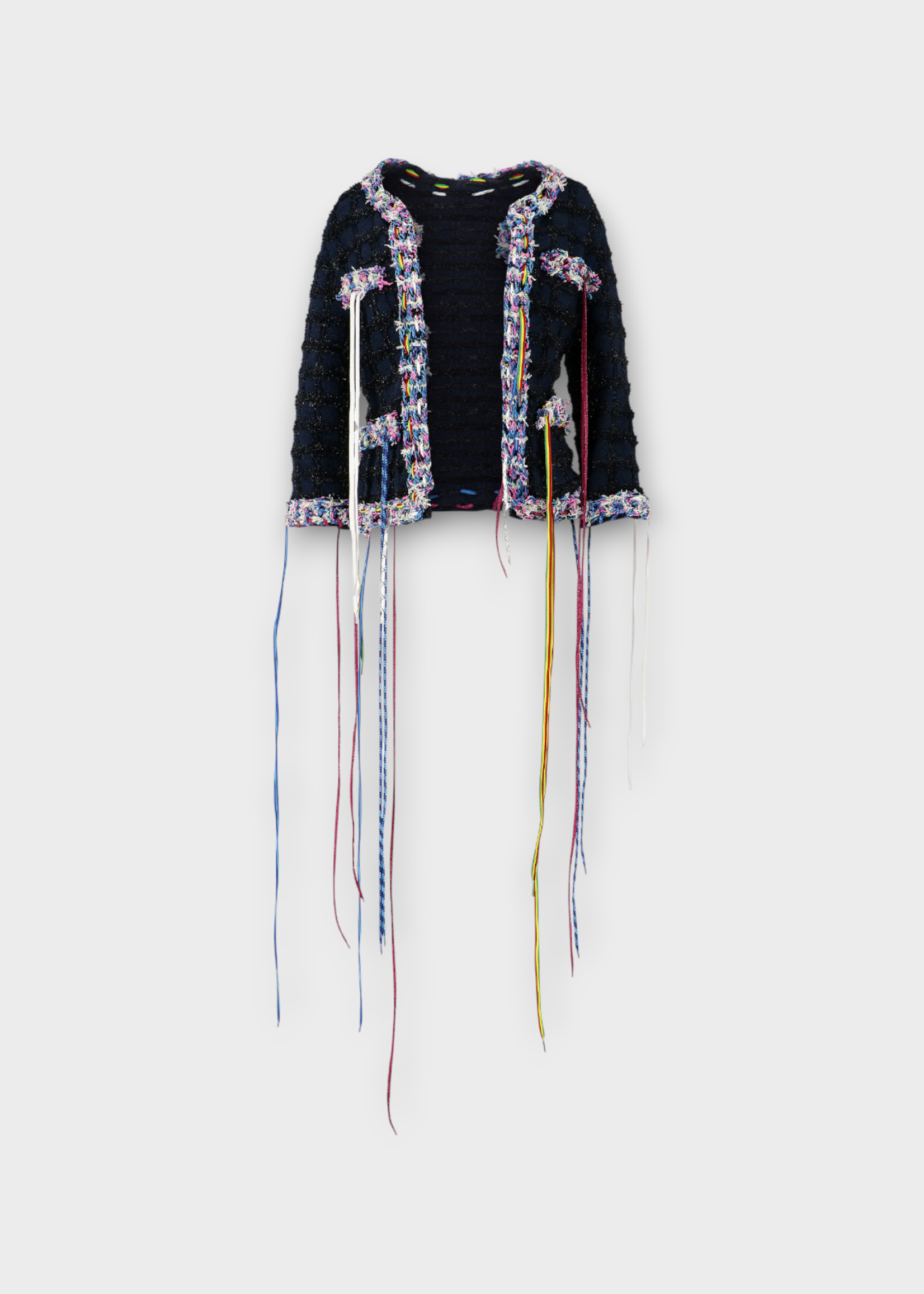 Julie Kegels Julie Kegels Jacket, Multi, Kerry Knitted Tweed Jacket In Navy