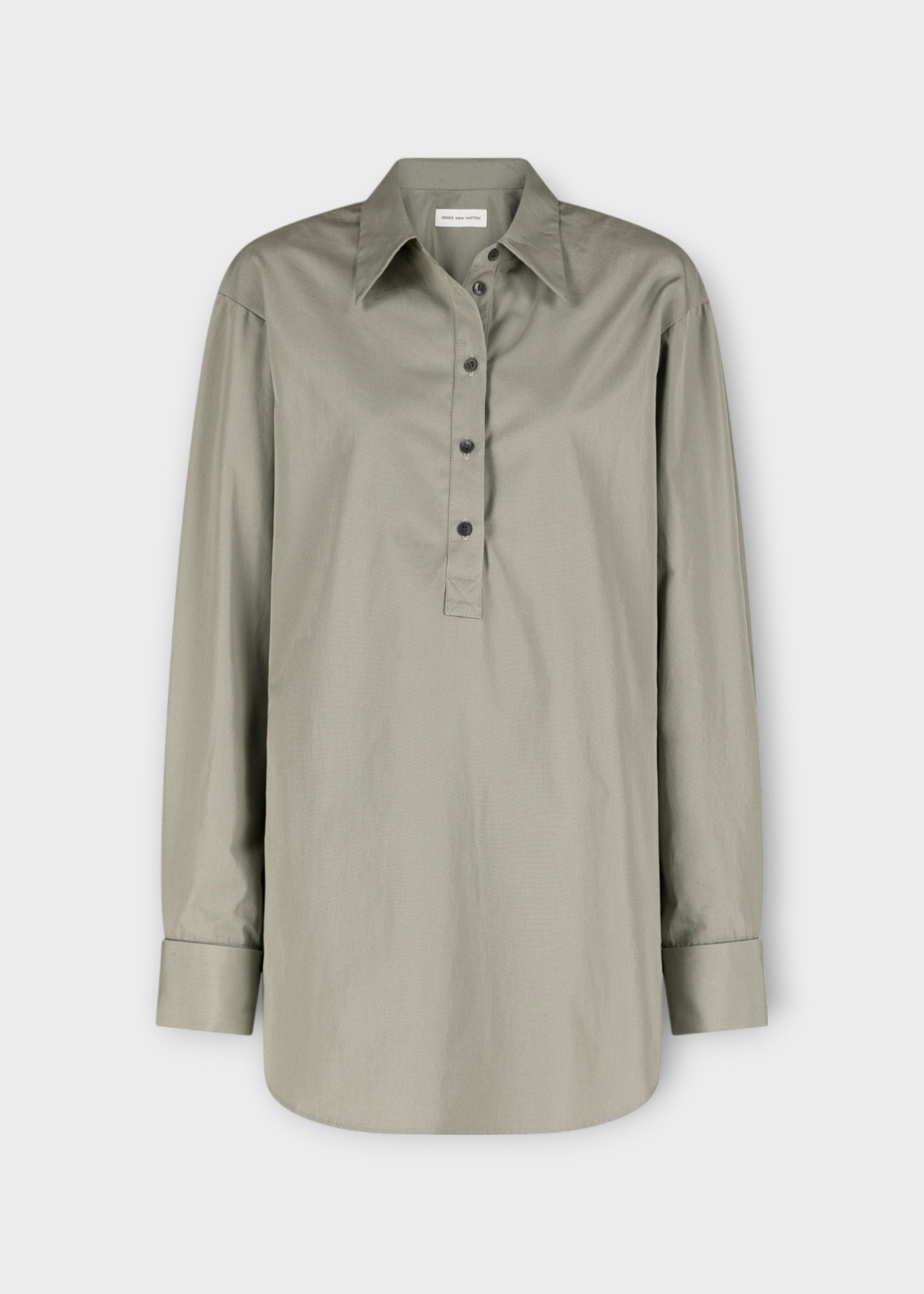 Dries Van Noten Dries Van Noten Shirt, Grey, Corsala Cotton Long Shirt In Cement w/ Cufflinks