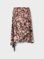 Dries Van Noten Dries Van Noten Skirt, Brown, Shake Assymetric Orchid Print Skirt In Dark Brown w/ Lace