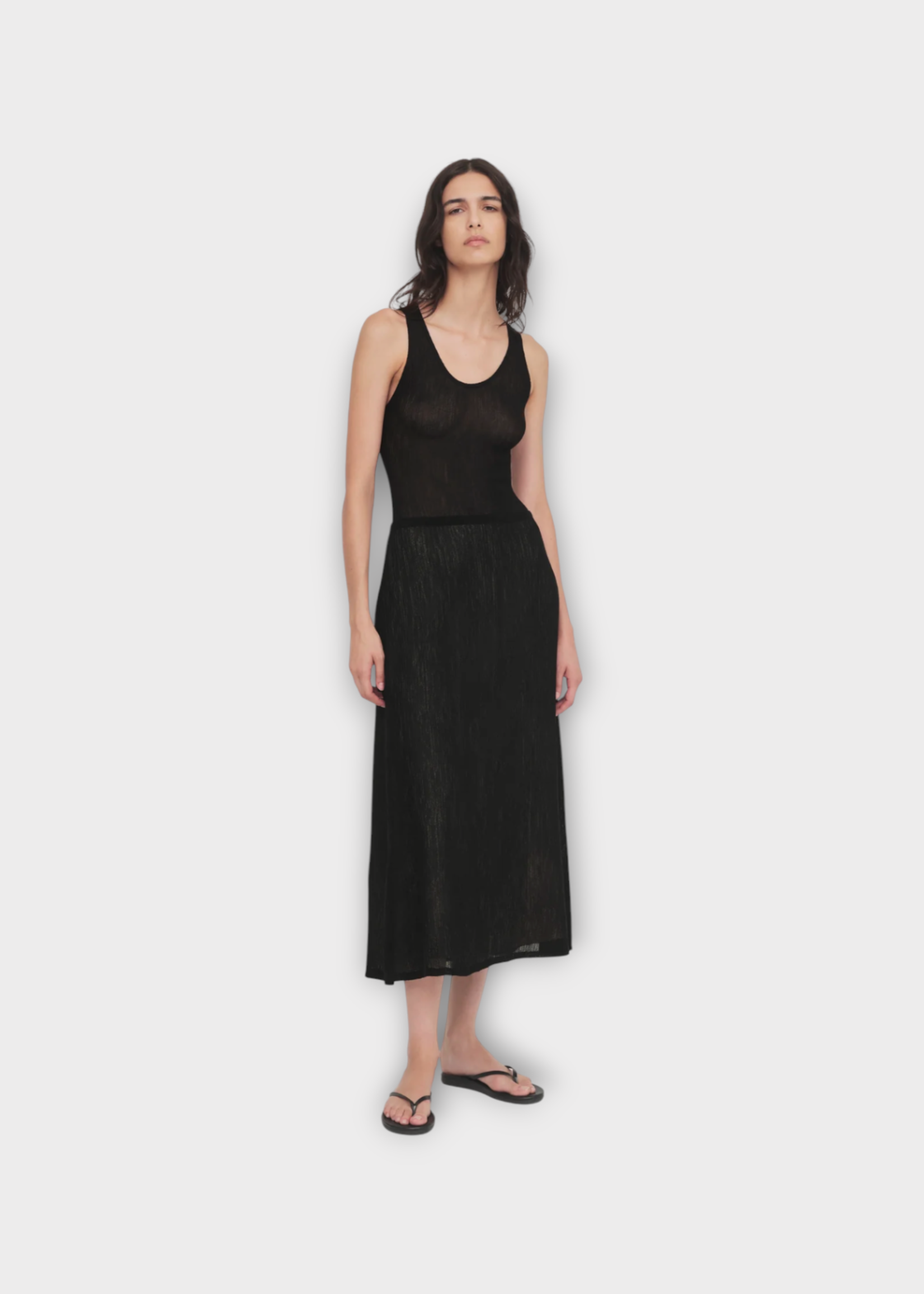 Partow Partow Skirt, Black, Bia Mesh Midi Skirt w/ Back Zip Closure