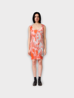 Julia Heuer Julia Heuer Dress, Red, Fritz Hand Pleated Sleeveless Dress w/ Vola Print